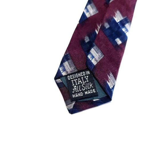 Contissima Purple Blue Abstract‎ Italy Print Short Silk Tie - Picture 4 of 6